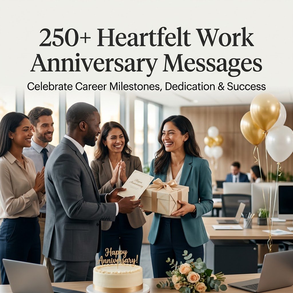 250+ Heartfelt Work Anniversary Messages to Celebrate Career Milestones, Dedication & Success 🎉💼