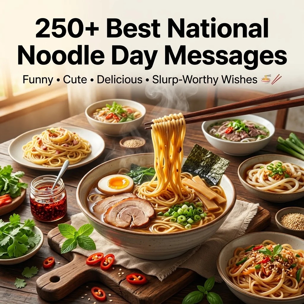 250+ Best National Noodle Day Messages: Funny, Cute, Delicious & Slurp-Worthy Wishes ππ₯’