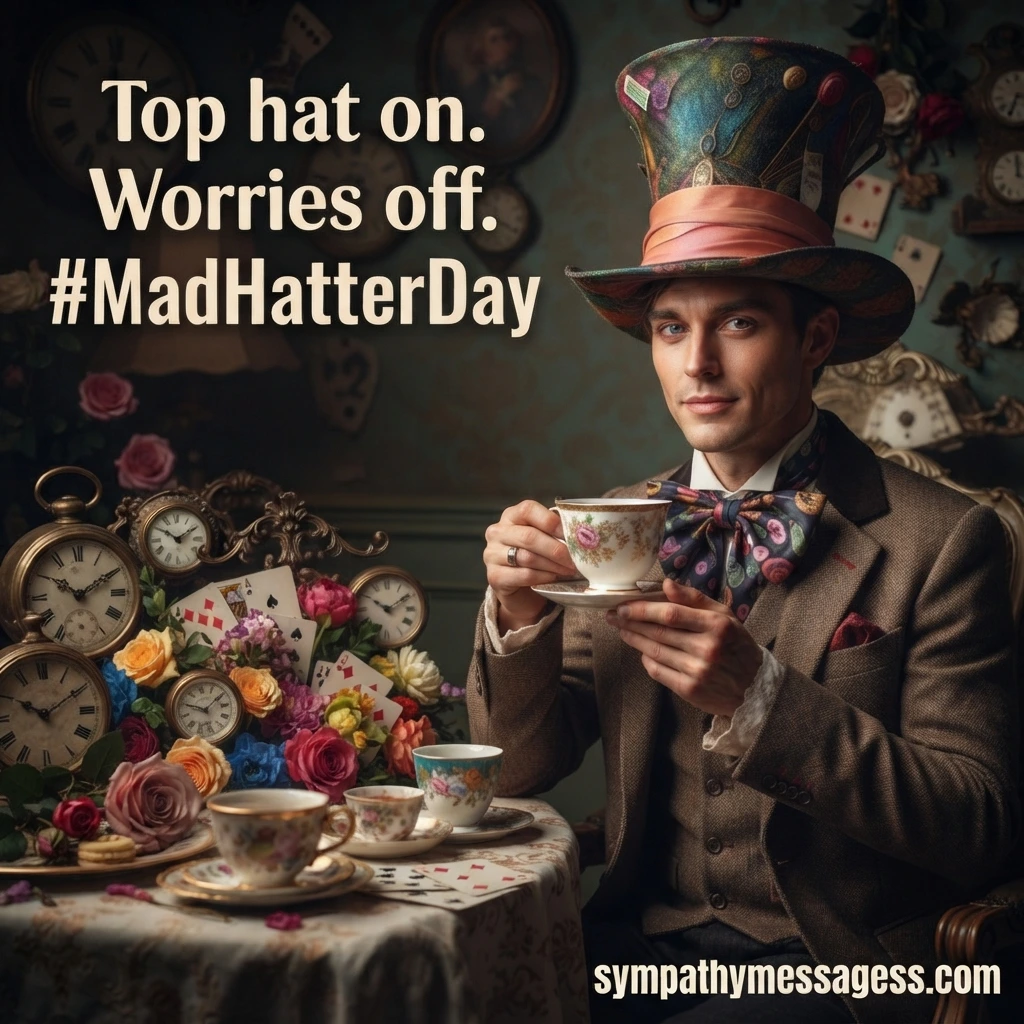 Mad Hatter Day Captions and Social Media Wishes