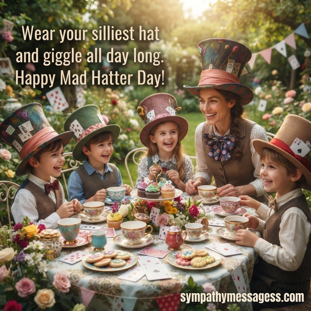 Mad Hatter Day Wishes for Kids, Teachers and Tea Parties