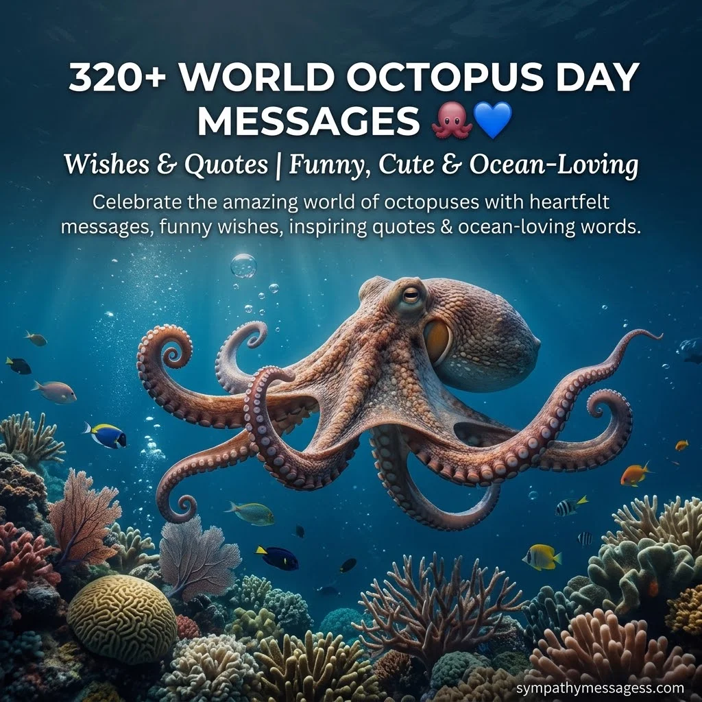 320+ World Octopus Day Messages, Wishes,Captions & Quotes 🐙💙 | Funny, Cute & Ocean-Loving